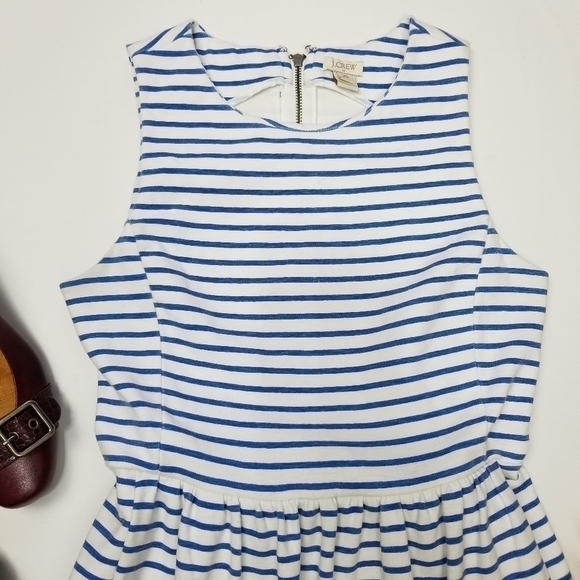 J CREW Blue Stripe Fit Flare Dress Sz XS - Picture 4 of 8